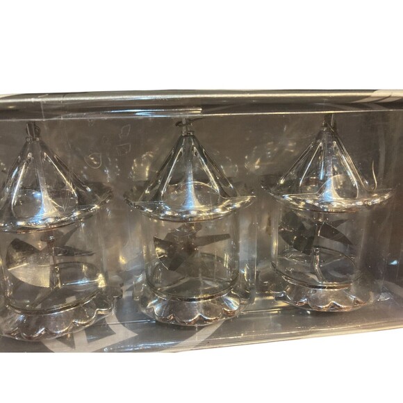 Department‎ 56 Pinwheel Spinner Ornament Set of 4 Silver Vintage Christmas - Picture 4 of 6